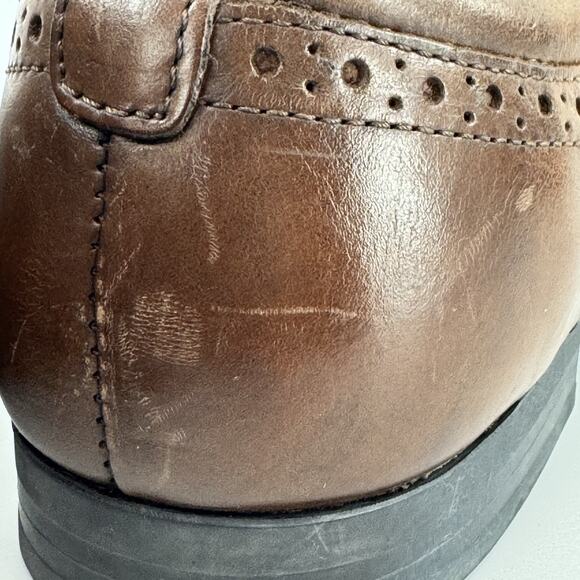 New Kenneth Cole Reaction Wingtip Oxford Zeke Lace Up 12M Cognac Leather READ! main image 13